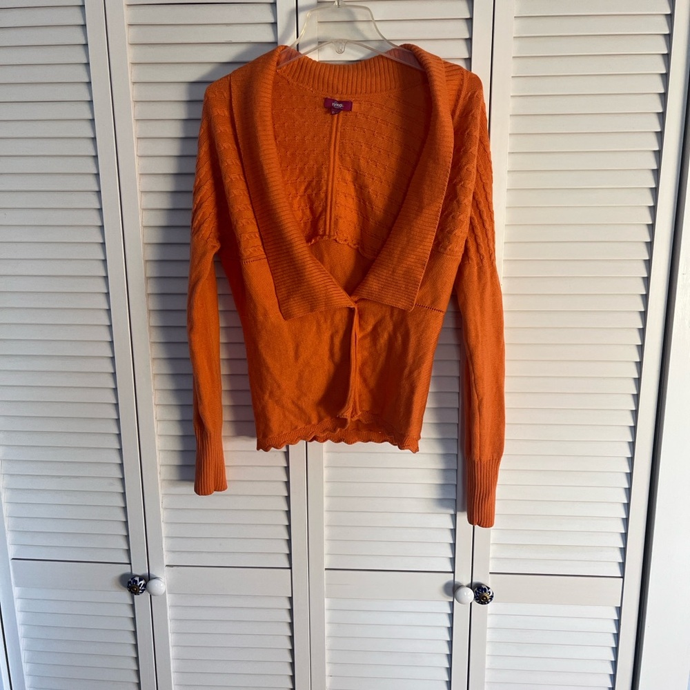 Ivko Orange Women's Merino Extra Fine Wool Sweater Cardigan sz Small